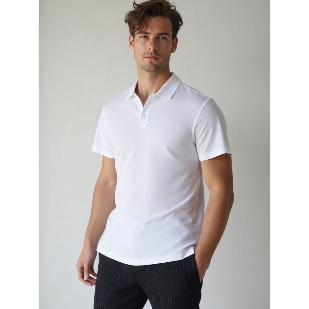 BLOOMINGDALES Polo Shirt Mens XXL White Supima Cotton Pullover Short Sleeve